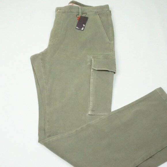 Isaia Light Olive Green Cargo Cotton Blend Casual Men Chino Pant 54R EU NEW